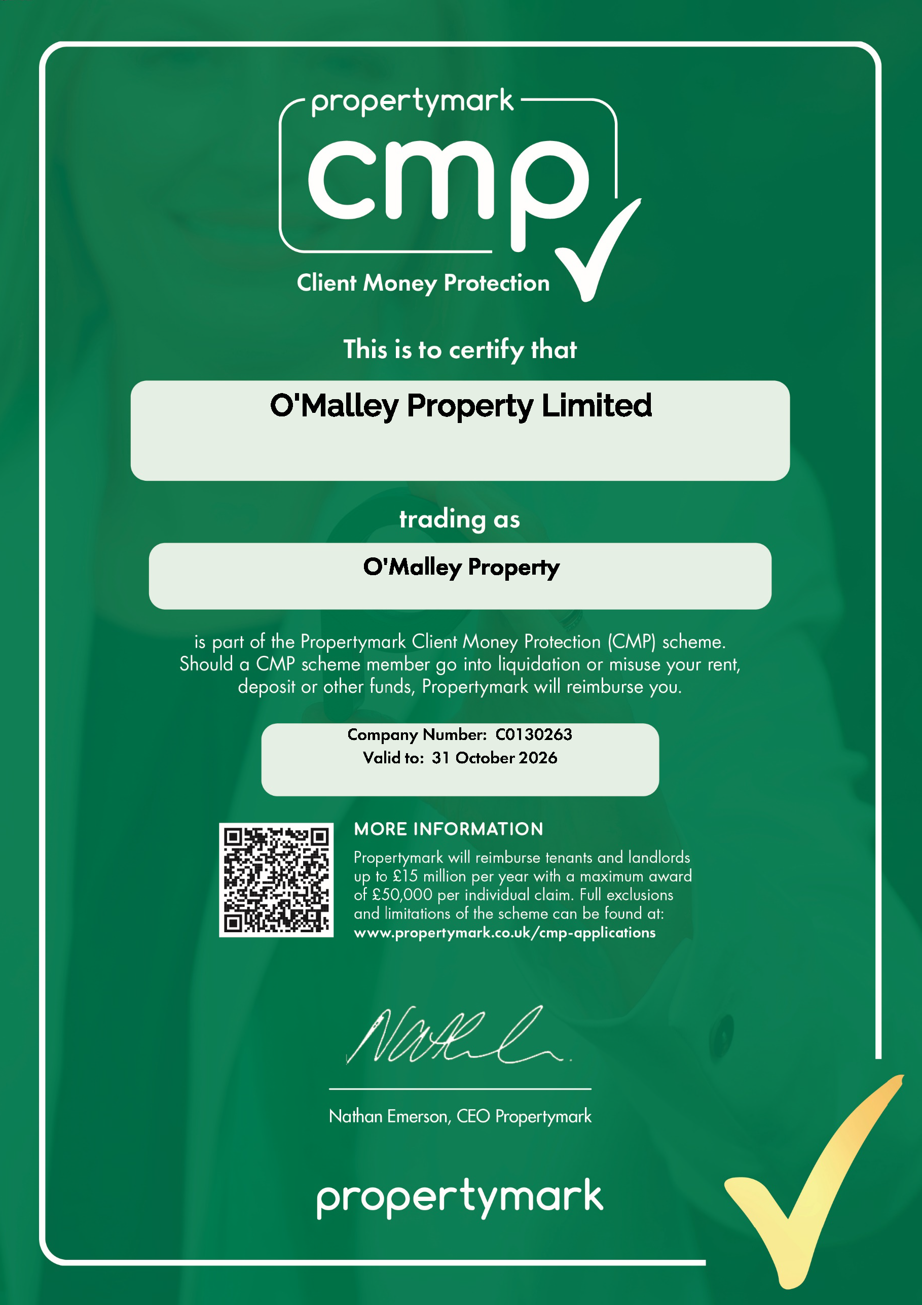 O'Malley CMP Certificate