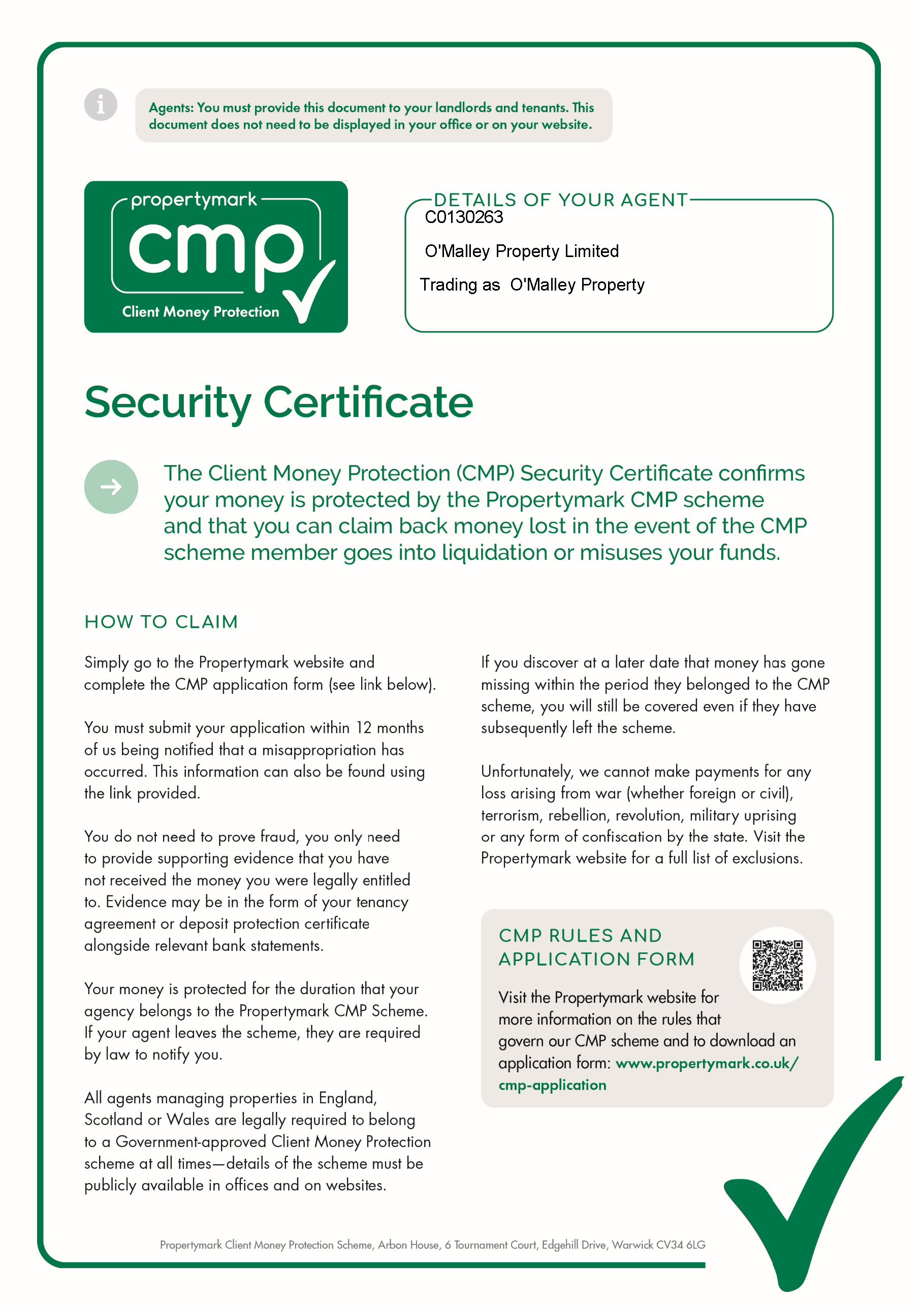 Omalley CMP Security Certificate