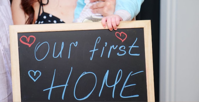 Our first home chalkboard sign